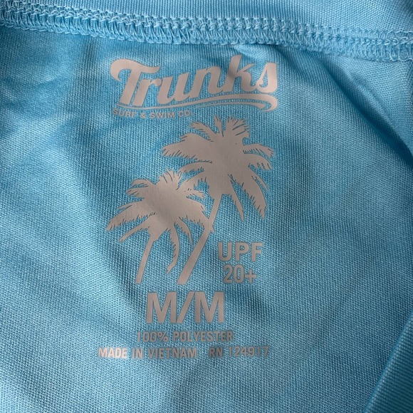Trunks Surf & Swim Co. Mens Rash Guard Top Size Medium Blue Short Sleeve UPF 20+ - Picture 9 of 12